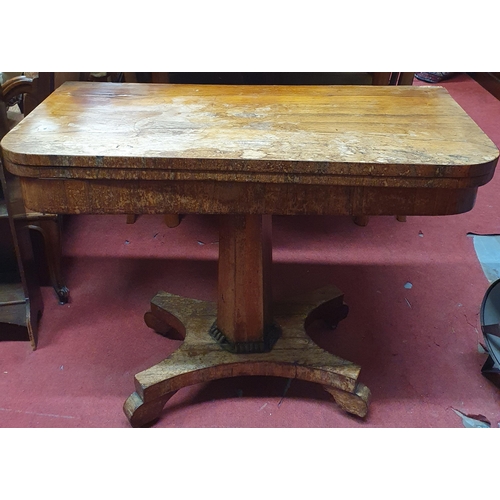 581 - A Regency Mahogany foldover Card Table on platform base. (top needs repair). 91 x 88 x H 69 cm appro... 