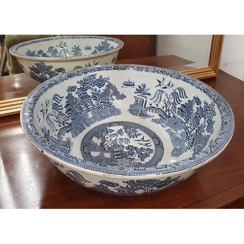 654 - A large 19th Century blue and white pattern Bowl.
D 41 cm approx.