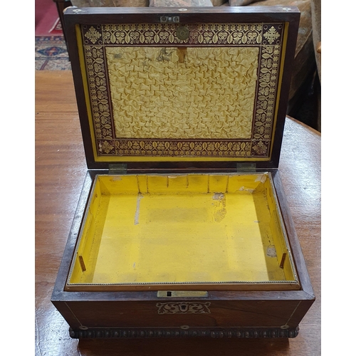 664 - A 19th Century Rosewood Jewellery Box with mother of pearl inlay. 27 x 20 x H 13 cm approx.