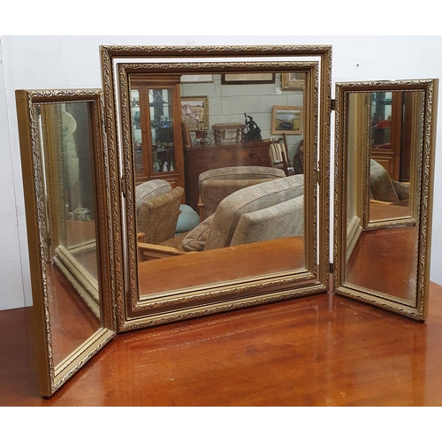 674 - A Gilt Triptych Mirror. 80 x 49 cm approx.