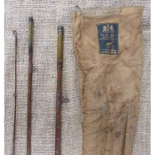 697 - A 19th Century Hardy Brothers three piece cane Rod, with original sleeve.