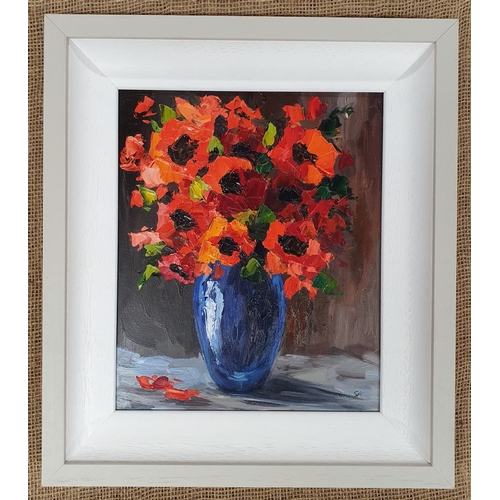 720 - Sarah Adams. (Irish) Floral Vase an Oil on Board, initialled lower right SA. 41 x 36 cm approx.