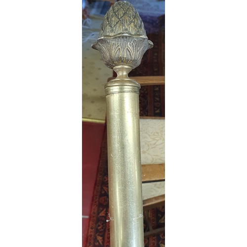 734 - A good Brass curtain Pole with rings, 200cm approx.