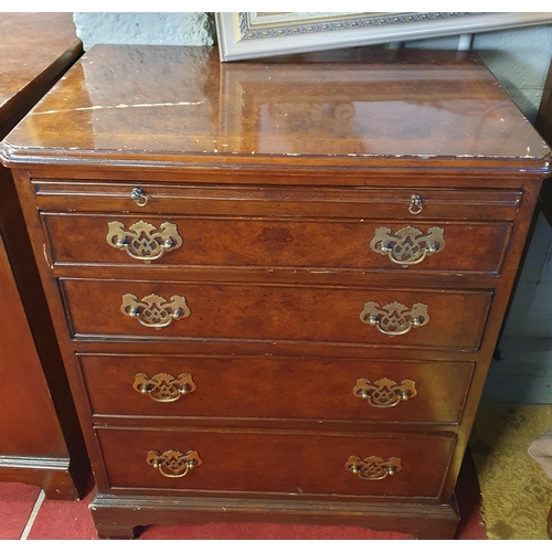 735 - A good pair of Walnut and Veneered four drawer Chests with brushing slide. In need of repolishing.
6... 