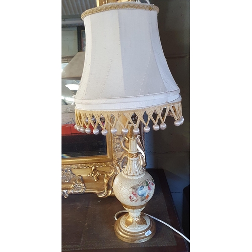 742 - A good painted table Lamp with Shade. H 47 cm approx.