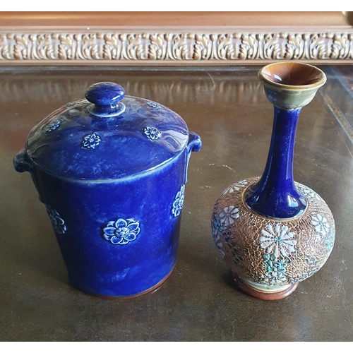 758 - A 19th Century Royal Doulton salt glaze Biscuit Barrel along with a 19th Century Royal Doulton salt ... 