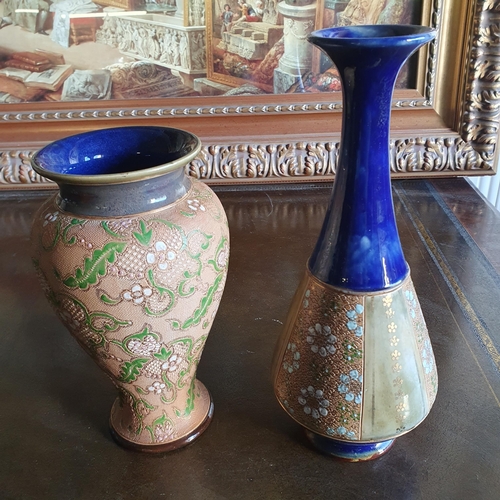 760 - A 19th Century Royal Doulton salt glaze Vase along with another 19th Century Royal Doulton salt glaz... 