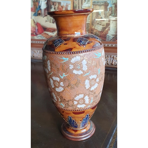 761 - A large 19th Century Royal Doulton salt glaze Vase of bulbous form. H 30 cm approx.