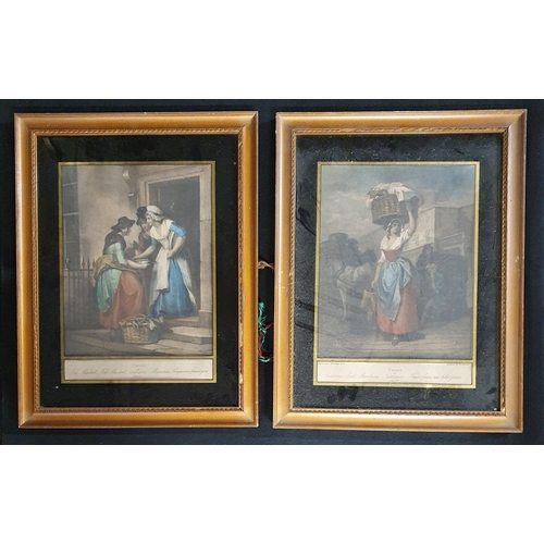 768 - A group of seven 19th Century Cries Of London in eglomise frames (one glass cracked). 41 x 31 cm app... 