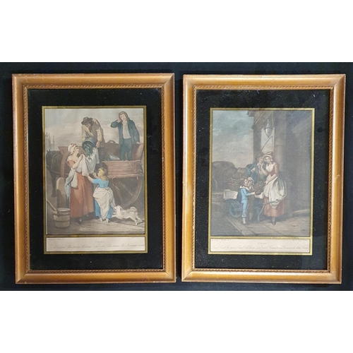 768 - A group of seven 19th Century Cries Of London in eglomise frames (one glass cracked). 41 x 31 cm app... 