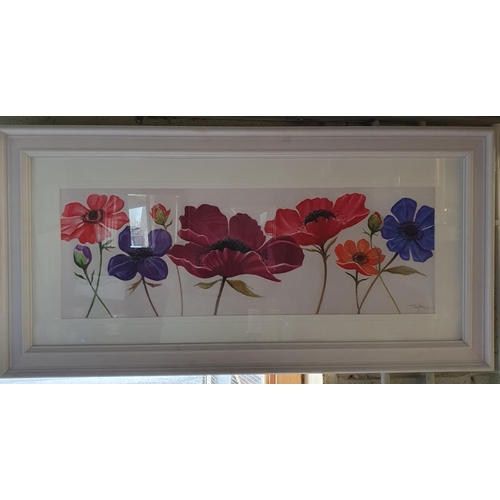 779 - A 20th Century Watercolour of Poppies, signed Taylor. 30 x 90 cm approx.