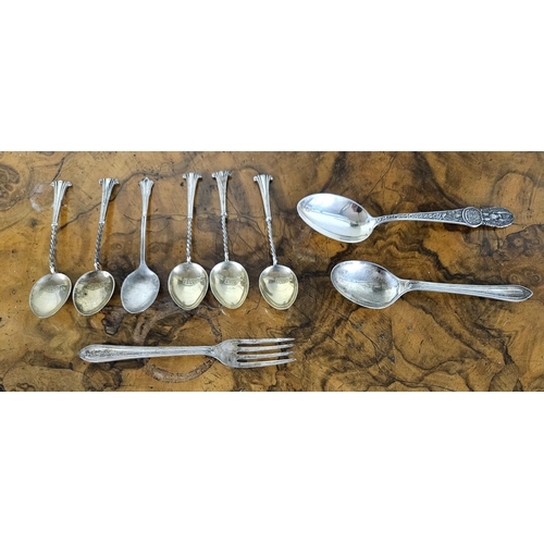 368 - A good quantity of Silver Items to include a Silver mounted desk Set, two napkin Rings, Spoons etc.