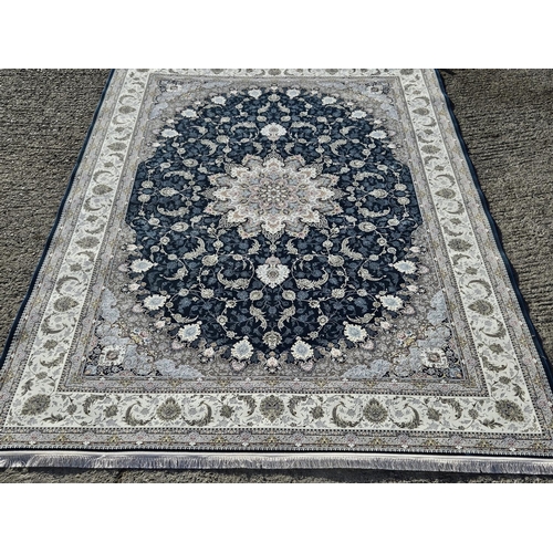 846 - A stunning Blue ground fine woven Iranian  Carpet with a central Isfahan medallion design. 360 x 252... 