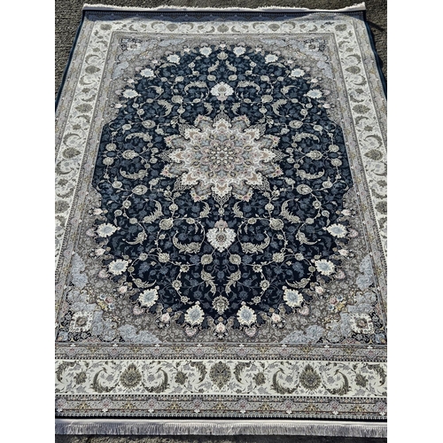 846 - A stunning Blue ground fine woven Iranian  Carpet with a central Isfahan medallion design. 360 x 252... 