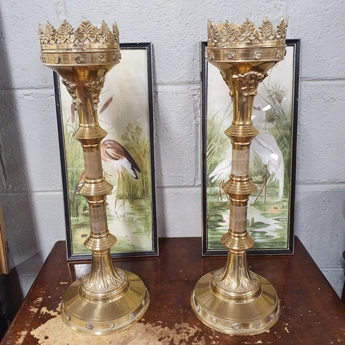 797 - A lovely pair of 19th Century Brass Pricket Stands.
H 49 cm approx.