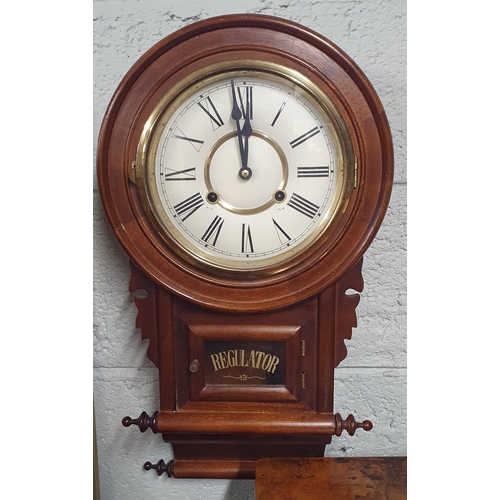 806 - A late 19th early 20th Century Mahogany regulator Wall Clock. D 30 cm approx.