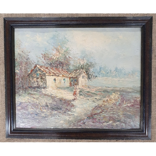 821 - A pair of 20th Century Oils on Board of country scenes. 40 x 50 cm approx.