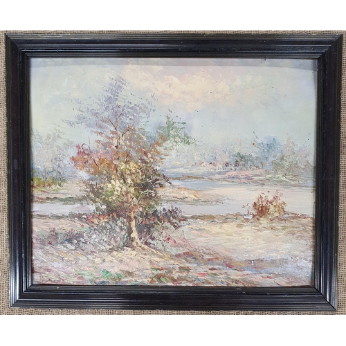 821 - A pair of 20th Century Oils on Board of country scenes. 40 x 50 cm approx.