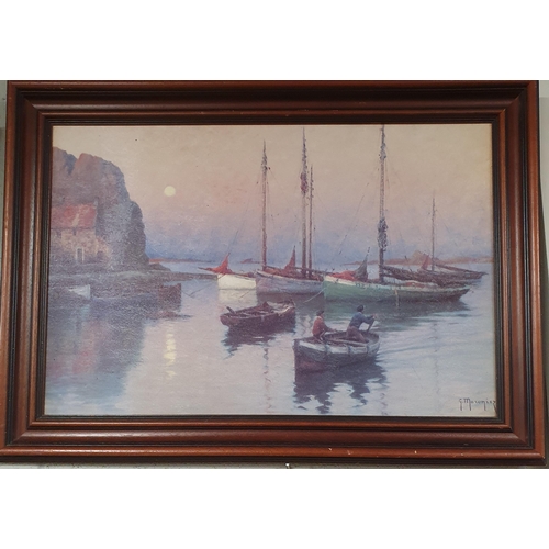 822 - A 20th Century Oil on Canvas of moored boats in an estuary. No apparent signature along with a 20th ... 