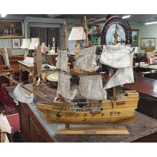 838 - A group of three scratch built Sailing Ships along with a timber toy ship.