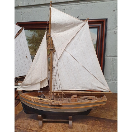 838 - A group of three scratch built Sailing Ships along with a timber toy ship.