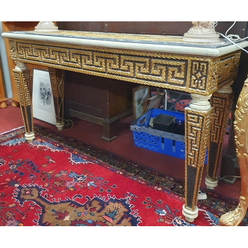 897 - A Timber and Plaster Gilt Console Table on square tapered supports. 150 x 45 x H 84 cm approx.