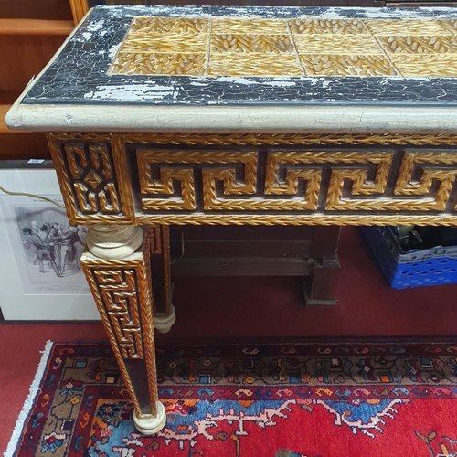 897 - A Timber and Plaster Gilt Console Table on square tapered supports. 150 x 45 x H 84 cm approx.