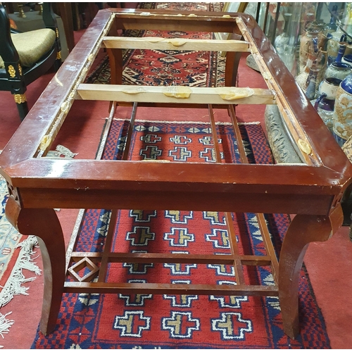 902 - A modern Mahogany table Frame with carved cabriole supports along with a Mahogany coffee Table and S... 