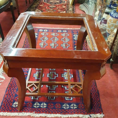 902 - A modern Mahogany table Frame with carved cabriole supports along with a Mahogany coffee Table and S... 