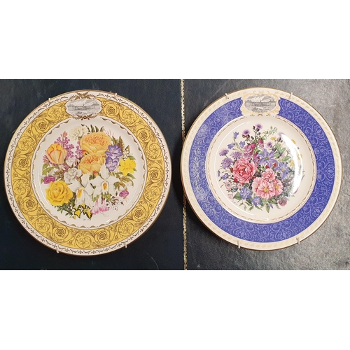 910 - A group of Porcelain Pockets along with two decorative Plates and a set of four with religious theme... 