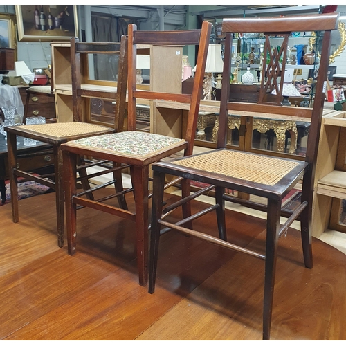 917 - A group of three early 20th Century bedroom Chairs, two with cane seats.