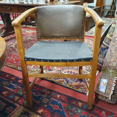 929 - An early 20th Century Arts and Crafts style tub Chair along with a pair of early 20th Century side C... 