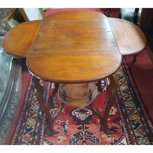 935 - An early 20th Century Mahogany Side Table with four drop leaves on stretcher base. 80 x 80 x H 68 cm... 