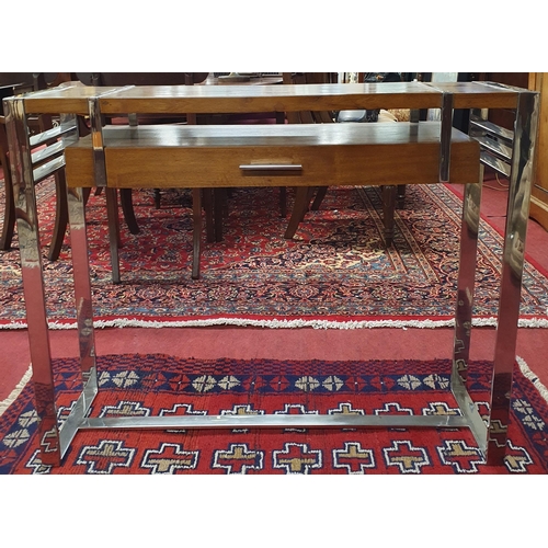 943 - An Art Deco style Chrome and Walnut console Table. 100 x 29 x H 80 cm approx.