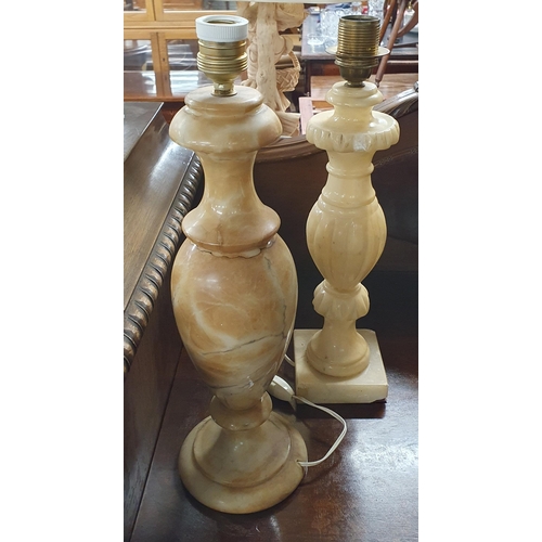 977 - A good early 20th Century Alabaster Lamp of bulbous form along with another.