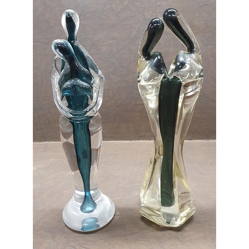 1003 - Two Art Glass figural groups possibly Murano. H 34 cm approx.