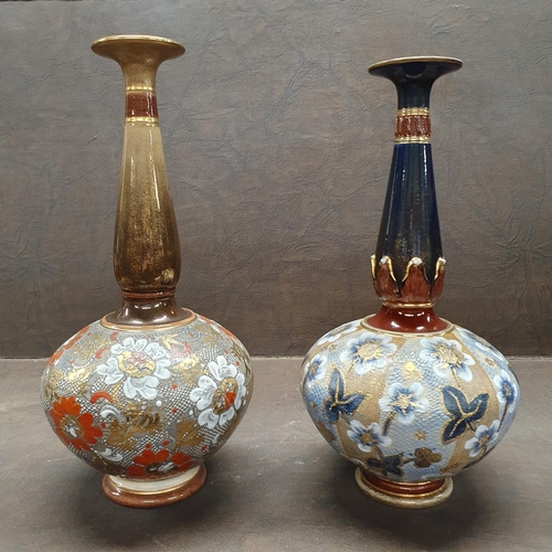 1026 - Two 19th Century Royal Doulton salt glaze Vases.
H 27, H 26 cm approx.