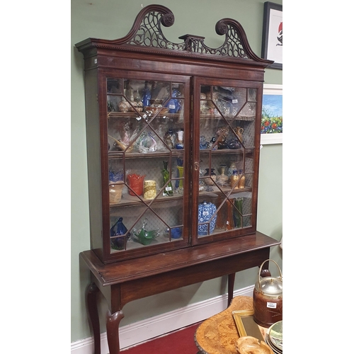 1047 - A 19th Century Mahogany Display Cabinet on stand with astragal glazed panel doors architectural pier... 