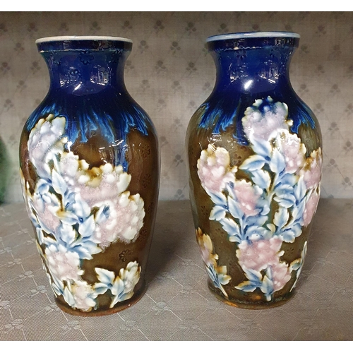 1058 - A pair of 19th Century Royal Doulton salt glaze Bud Vases. H 13.5 cm approx.