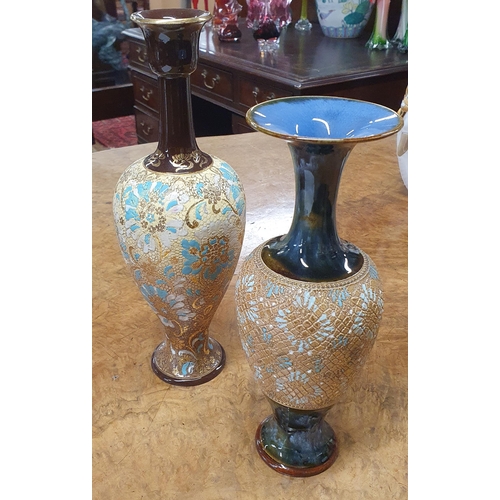 1121 - Two 19th Century Royal Doulton salt glaze Vases.
H 31 and H 27 cm approx.