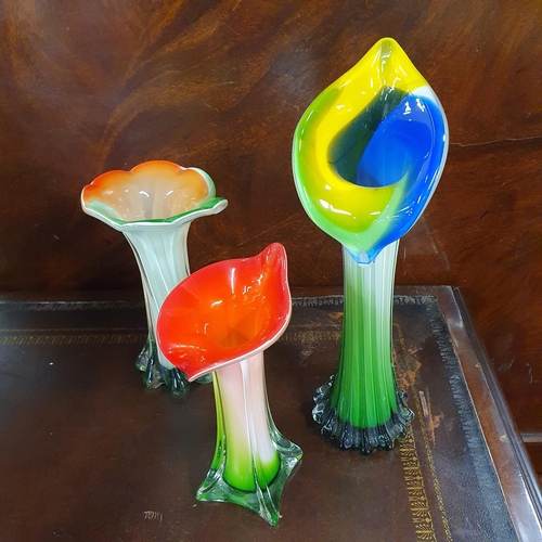 1138 - A group of three Art Glass Vases possibly Murano.
Tallest H 30 cm approx.