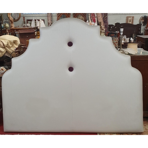 1159 - A good silvered coloured Headboard with button back. H 155 x W 182 cm approx.