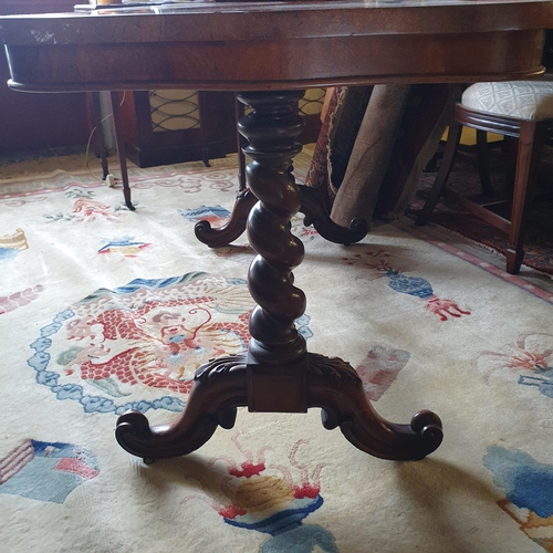 1188 - A good 19th Century Walnut and Veneered Centre Table on barley twist supports and barley twist stret... 