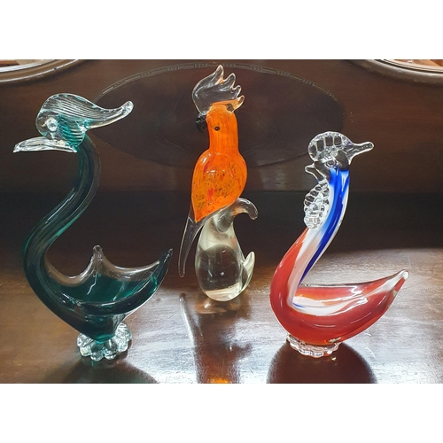 987 - Three Art Glass figures of birds possibly Murano.
Tallest being 29 cm approx.