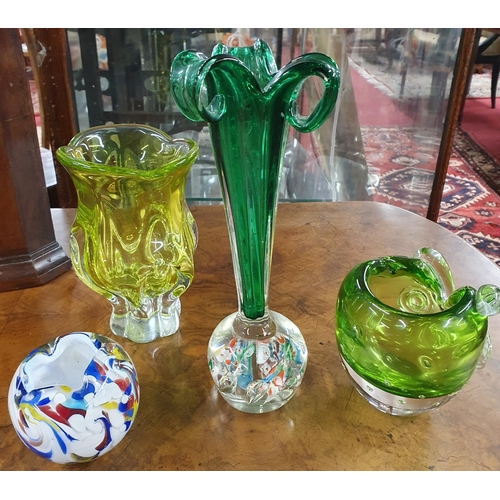 988 - Four Art Glass Items to include vases possibly Murano.