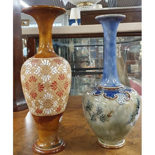 999 - Two 19th Century Royal Doulton salt glaze Vases.
H 27, H 26 cm approx.