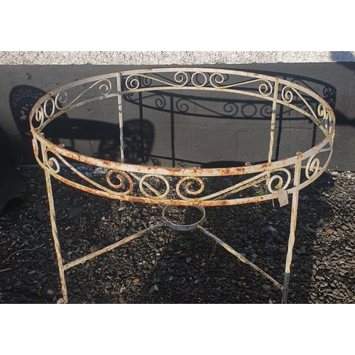 1227 - A large Metal circular Table with pierced outline, lacking top. H 74 x D 120 cm approx.