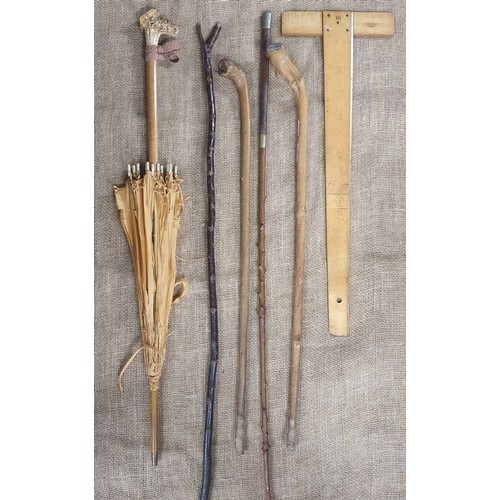 135 - A quantity of vintage Walking Sticks and Parasols.