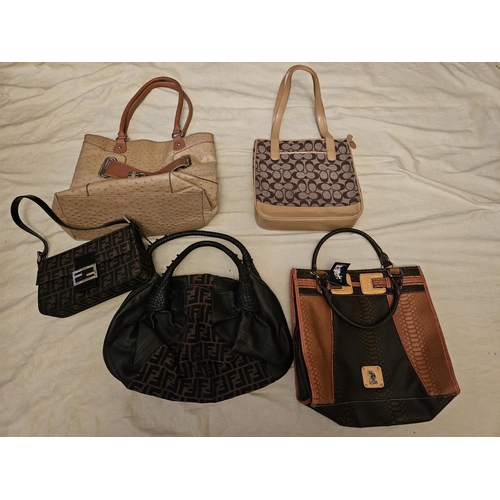 887 - Five Vintage Handbags, Polo, Coach, Fendi and Leather. Please note no condition reports will be done... 