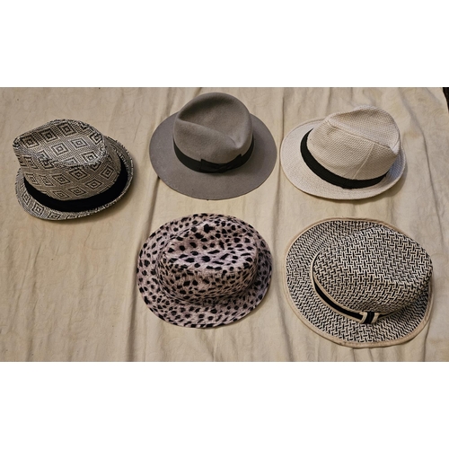 901 - A group of five Trilby style Hats. Please note no condition reports will be done on this lot. We rec... 